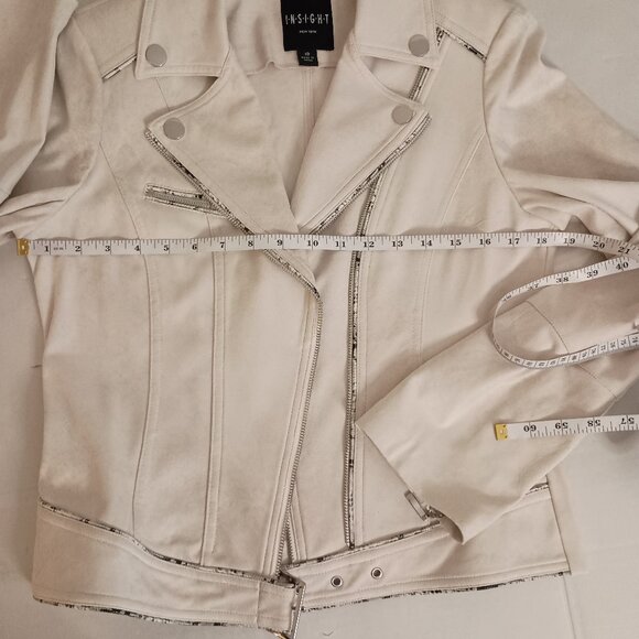 Insight Off White Faux Suede Moto Jacket Womens 10 - Picture 13 of 16